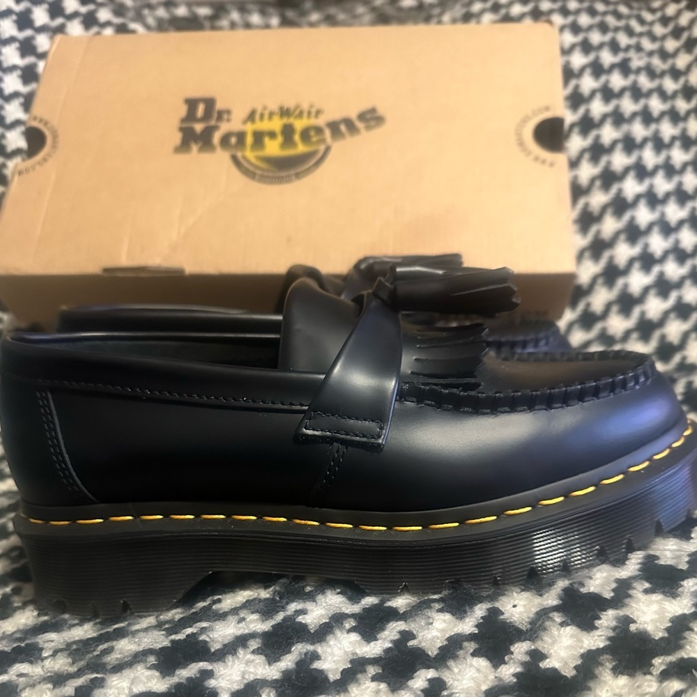 Dr. Martens Black Loafers with Yellow Stitching